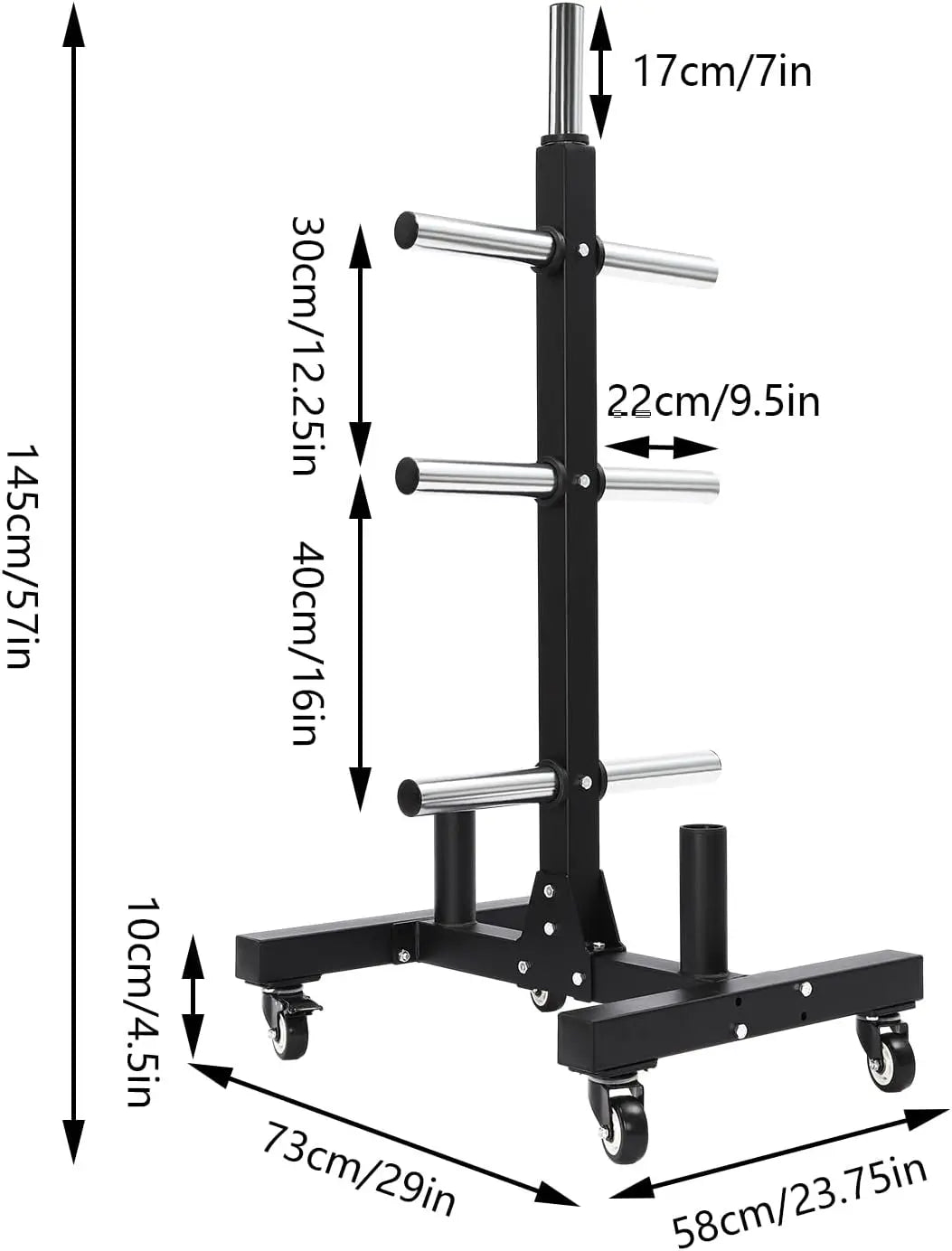Movable Weight Plate Dumbbell Rack Storage Tree Steel 57inch 1100lbs Capacity Heavy Duty Weight Plate Holder for Gym Home