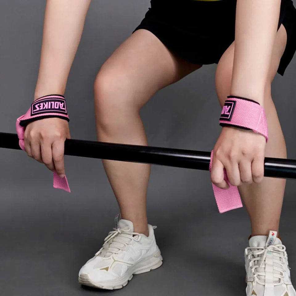 AOLIKES 1 Pair Weightlifting Straps Anti-Slip Silicone Lifting Wrist Straps Strength Deadlifts Crossfit Hand Grips Wrist Support