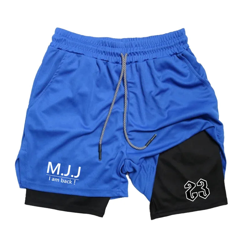 Double-layer Sports Shorts Basketball fitness Bottoms gym workout mesh tight-fitting shorts for men Sportswear 2026 summer
