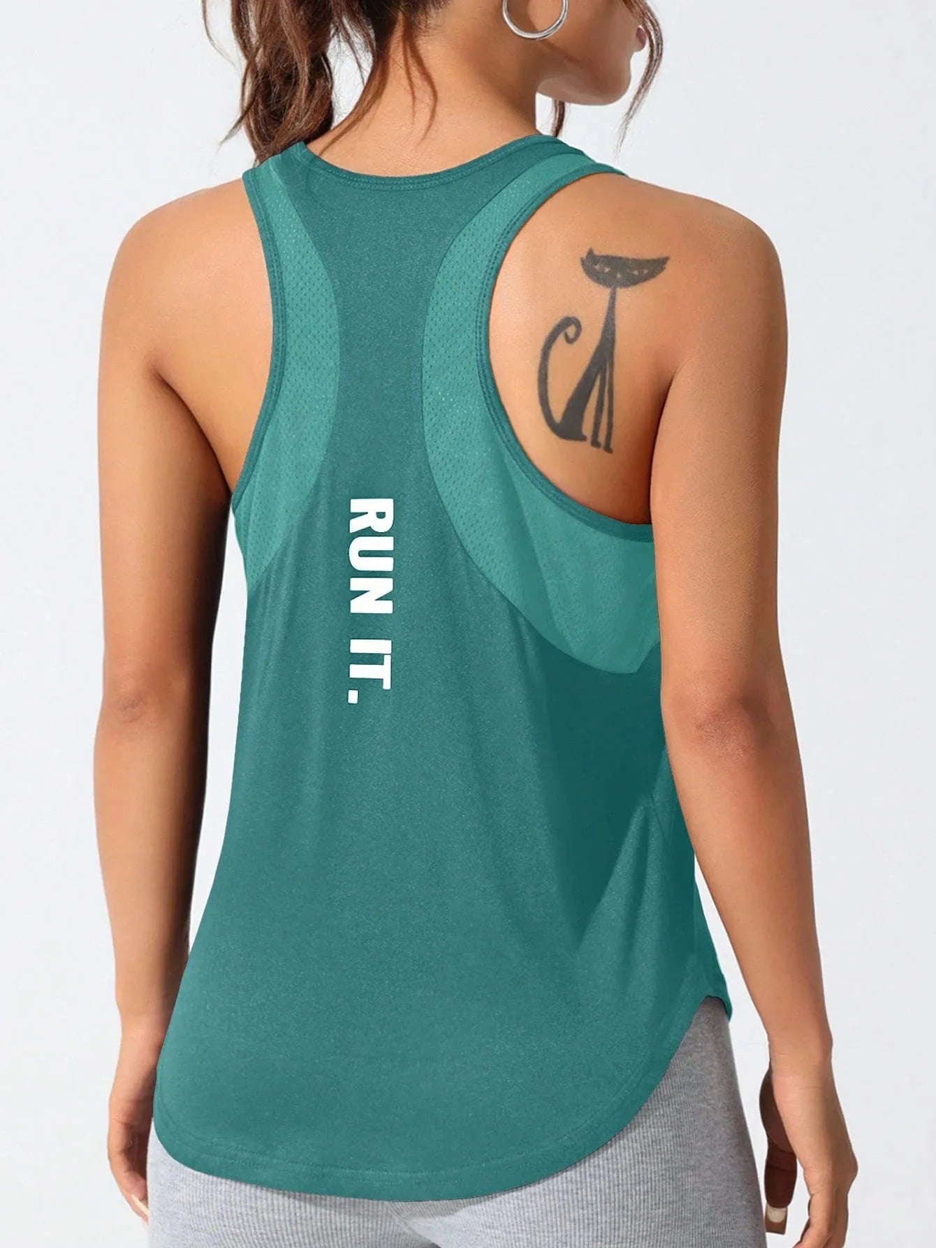 Women's stitched letters quick-drying sports vest, breathable net yoga sportswear, tennis uniform cycling suit, daily wear