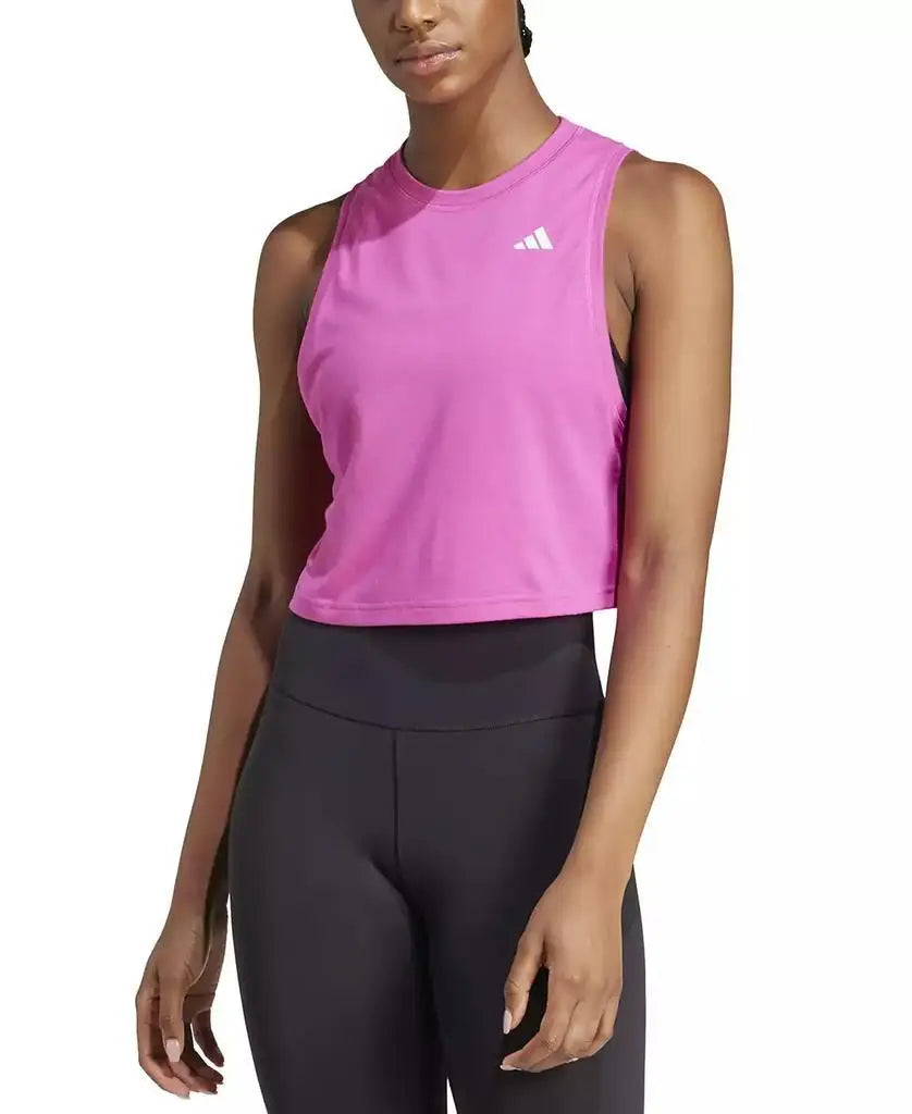 Adidas Women's Sleeveless Tank Top Round Neck for Fitness Gym Running Workout in Black/White
