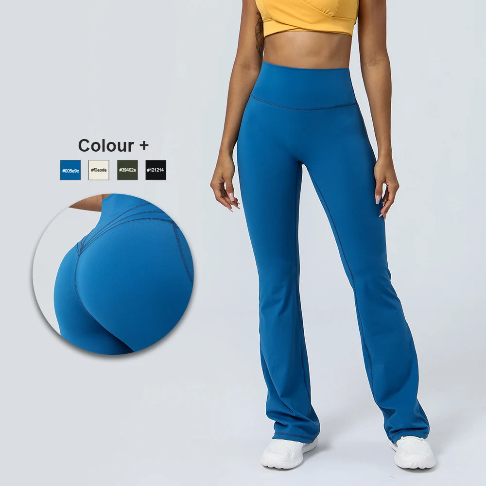 Women Yoga Flare Leggings High Waist Dance Pilates Fitness Gym Buttock Lifting Workout Wide-Leg Pants Outdoor Train Sport Tights