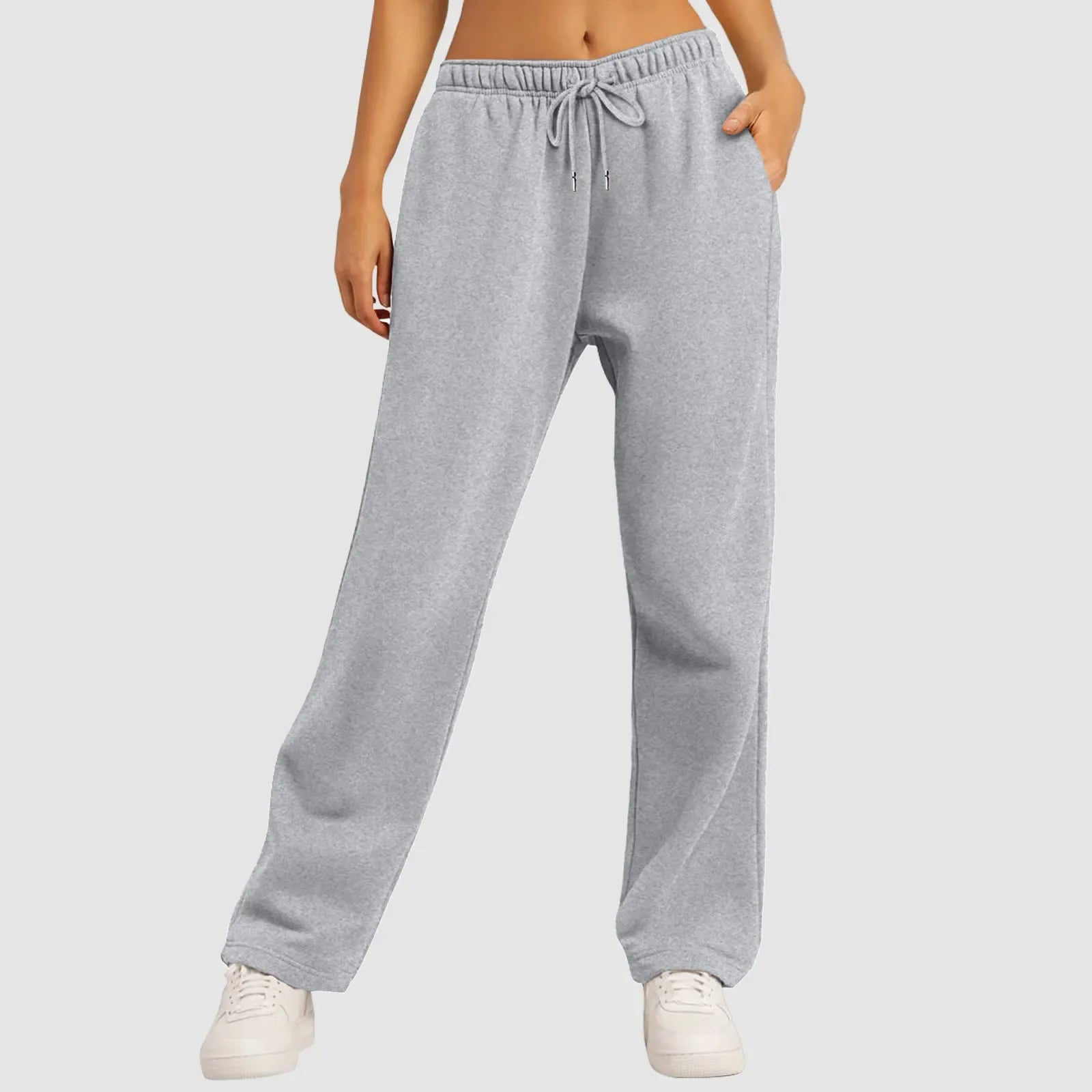 2024 Women’S Fitness Sweatpants Wide Leg Straight Casual Joggers Workout High Waisted Solid Color Bottoms Joggings