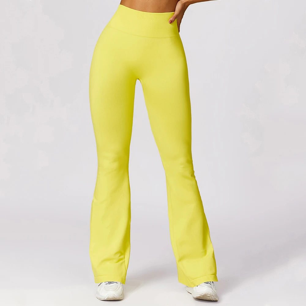 Seamless Flare Leggings Yoga Pants Women Bell-bottoms Yoga Trousers High Waist Fitness Flared Pant Stretch Gym Casual Sports