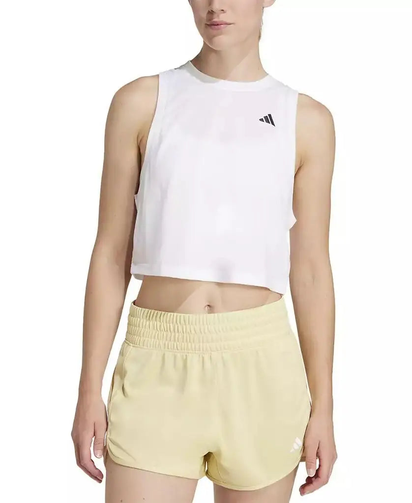 Adidas Women's Sleeveless Tank Top Round Neck for Fitness Gym Running Workout in Black/White