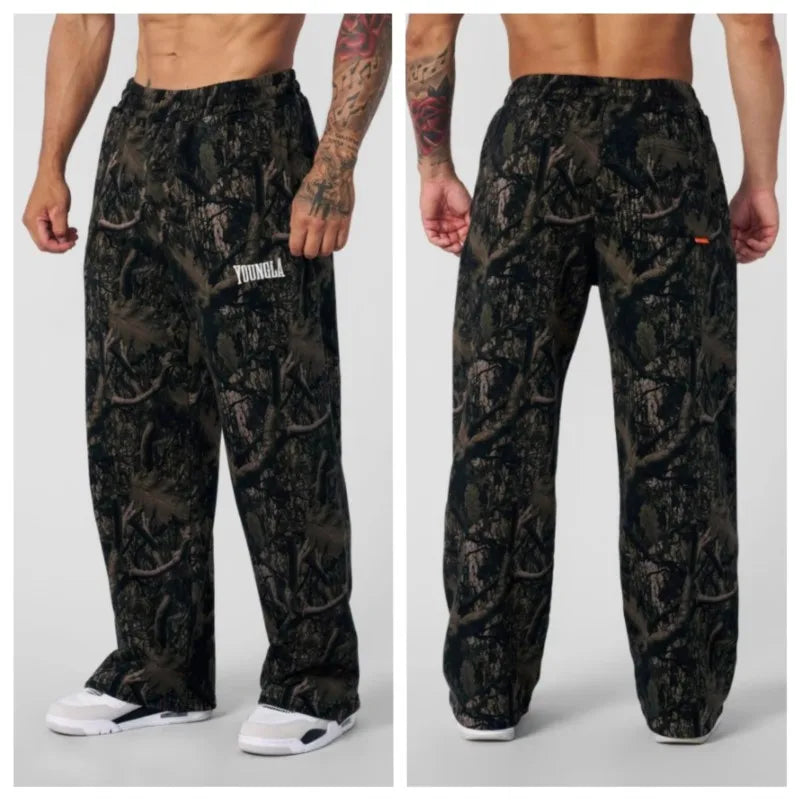 new Young American trendy sweatpants collaboration anime joggers cotton terry print wide-leg casual pants hip-hop street pants