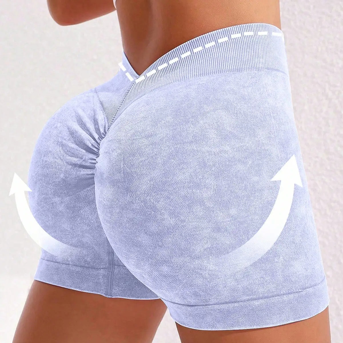 Women's Washed Yoga Shorts Fitness Quick Drying High Waist Workout Biker Shorts Hip Lift V Waist Sports Shorts