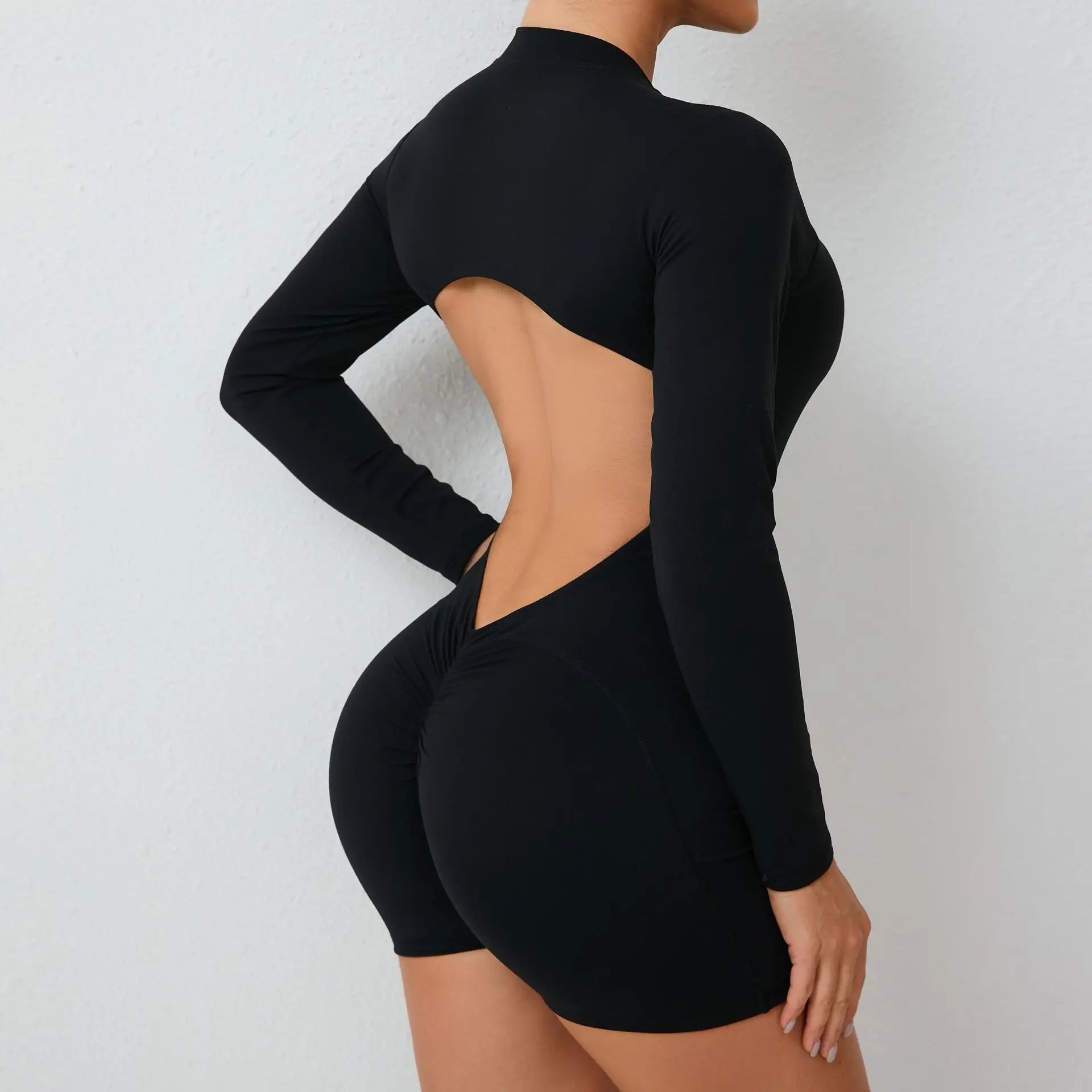 Hollowed-out Back Half Zipper Onesie Each Hip Exercise Fitness Big Backless Quick Dry One-piece Yoga Suit