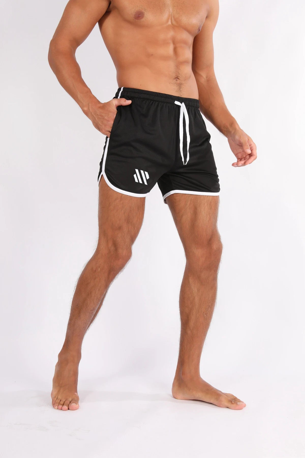 New Running Mesh Fitness Sport Men's Quick Drying Shorts Casual Breathable Training Tight Squat Three-Quarter Pants Summer
