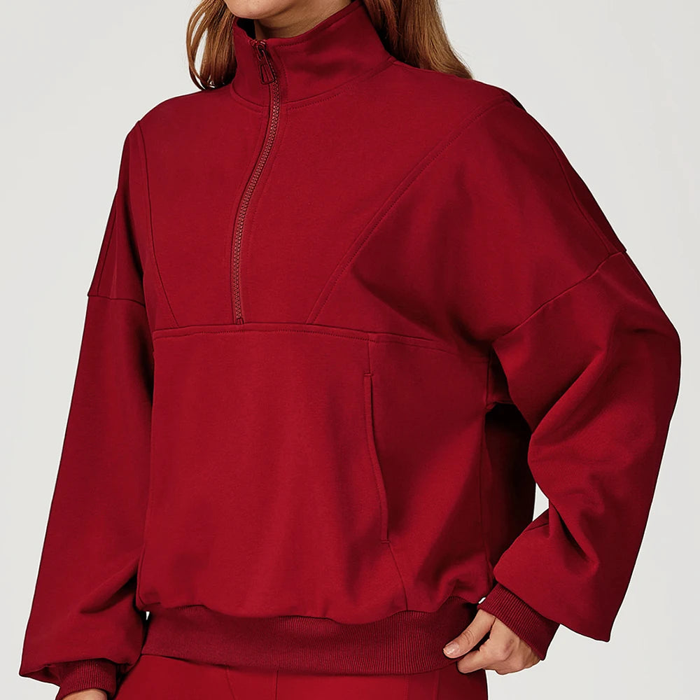 Winter Casual Hoodie Zipper Long Sleeved Women's Top Windproof and Warm Loose Hoodie Women's Outdoor Running Sportswear