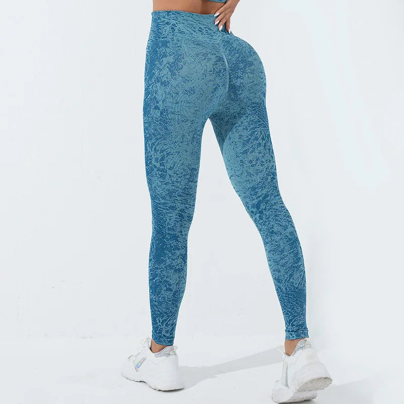 Women High Waist Tight Leggings Leopard Pattern Peach Hip Fitness Pants Outwear Sports Push Up Yoga Leggings