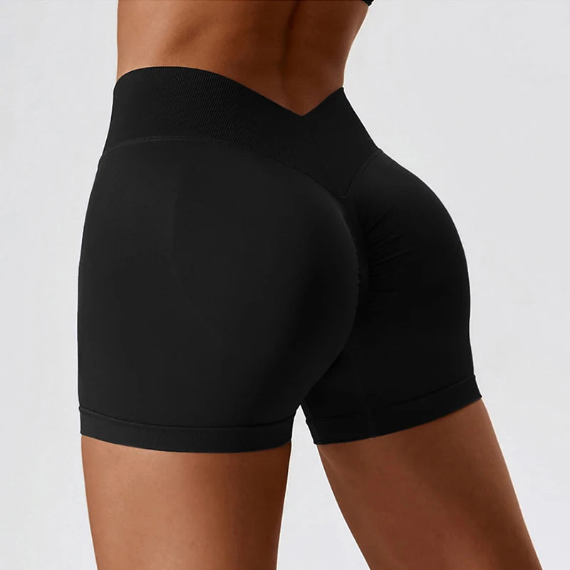 Hearuisavy Yoga Clothes Running  V Back Scrunch Sports Leggings Women High Waist Cycling Shorts Buttock Lift Gym Shorts Women