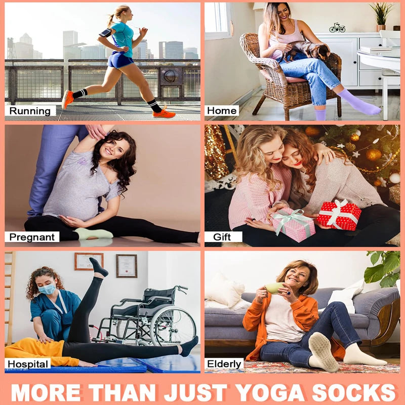 4 Pairs Grip Socks for Women Non Slip Yoga Socks Pilates Breathable Mesh Short Socks Cotton Low Cut Gym Fitness Dance Sport Sock