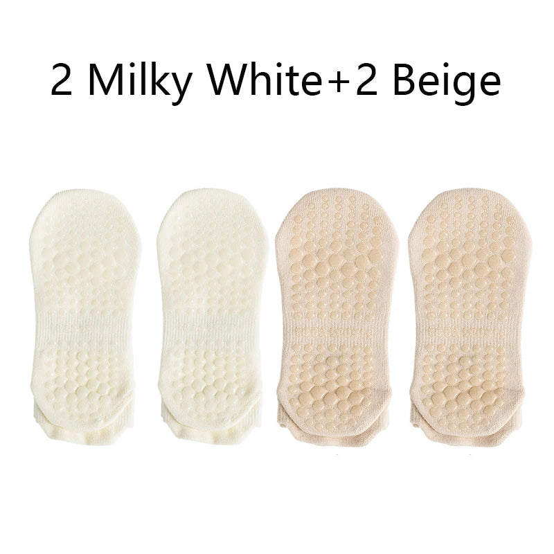 4 Pairs Grip Socks for Women Non Slip Yoga Socks Pilates Breathable Mesh Short Socks Cotton Low Cut Gym Fitness Dance Sport Sock