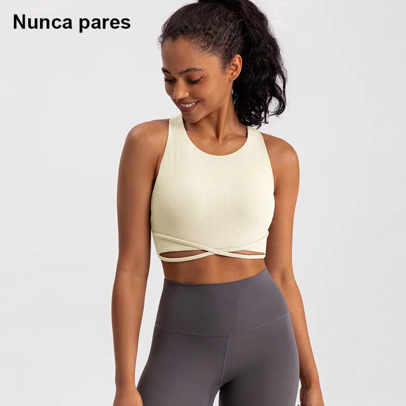 Yoga Tank Top Ribbed Fitness Yoga Underwear Women's Sports Bra Push Up Fitness Bra Running Gym Fitness Tops