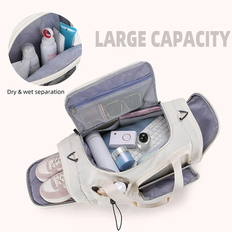 Travel Bags Short Business Trip Storage Pack Shoulder Crossbody Bag Sports Fitness Handbag Yoga Training Bag Dry Wet Separation