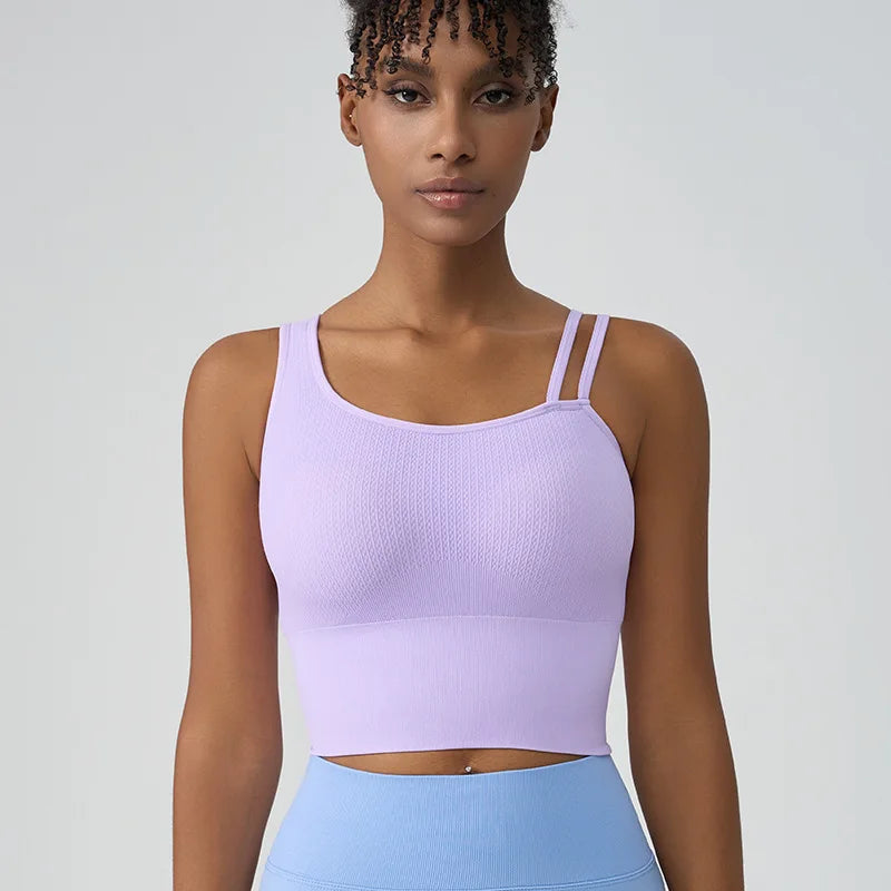 Women's Summer Shockproof Bra Beautiful Back and Sports Anti Sagging Running External Wear Training Fitness Yoga Tank Top Bra