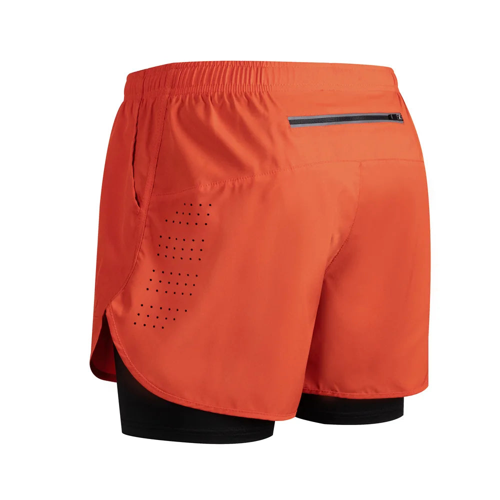 Men's Running Shorts 2 In 1 Fitness Black Double Layer Shorts Workout Training Gym Running Sport Short Pants Summer Shorts Men