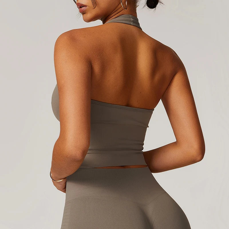 Ctenkevet New Women Bandeau Sports Bra Top Deportivos Mujer Gym Outdoors Workout Quick-Dry Vest Female Backless Tight Clothing