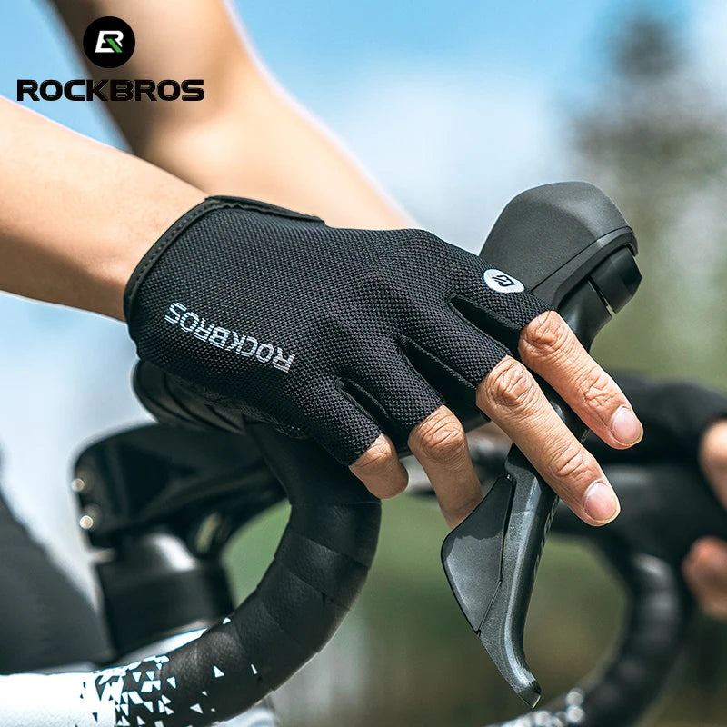 ROCKBROS Bike Gloves Half Finger Summer Breathable Anti-slip SBR Pad Shockproof MTB Road Bicycle Gloves Cycling Shorts Gloves