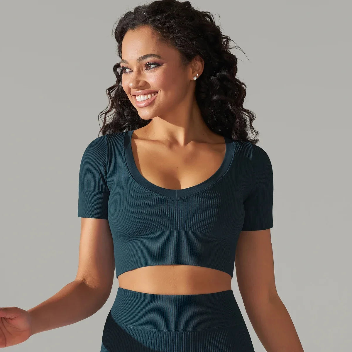 Women's Short Sleeve Shirts Seamless Crop Top Yoga Shirt Woman Sports Top T-shirts Detailing Workout Activewear Yoga Tops