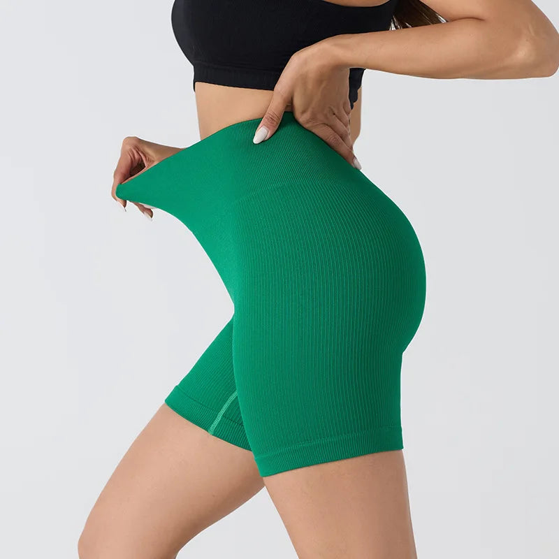 Seamless Women's Yoga Shorts Tight Fitness Short Pants Thread 3/4 Length Leggings Female Sports Skinny Pant Running Cycling Wear