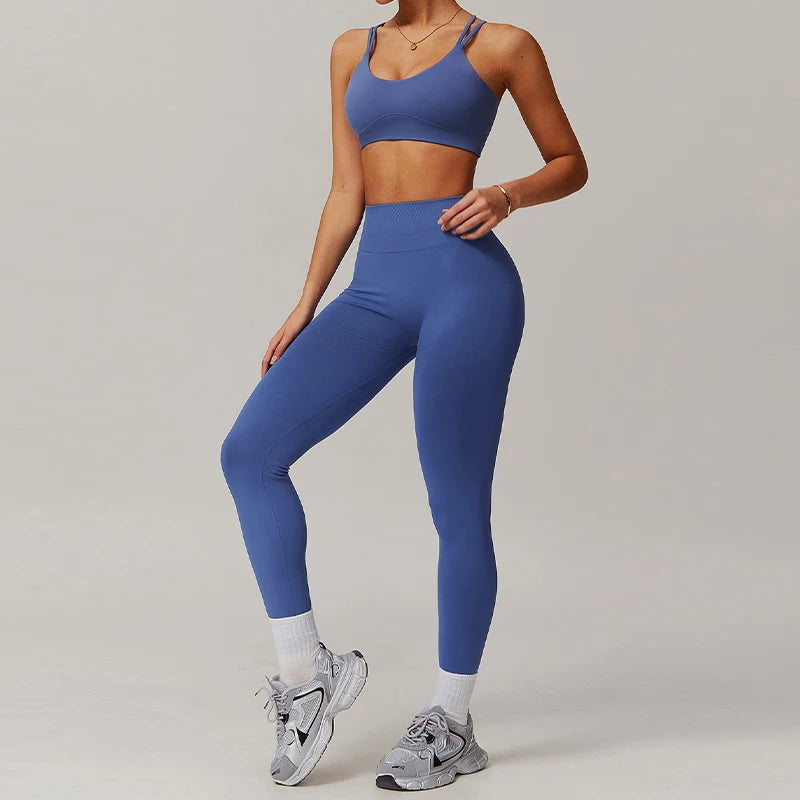 2-piece Casual Sportswear Women Yoga Suit Fitness Clothes Gym Set Women Workout Leggings Female Sports Bra Set