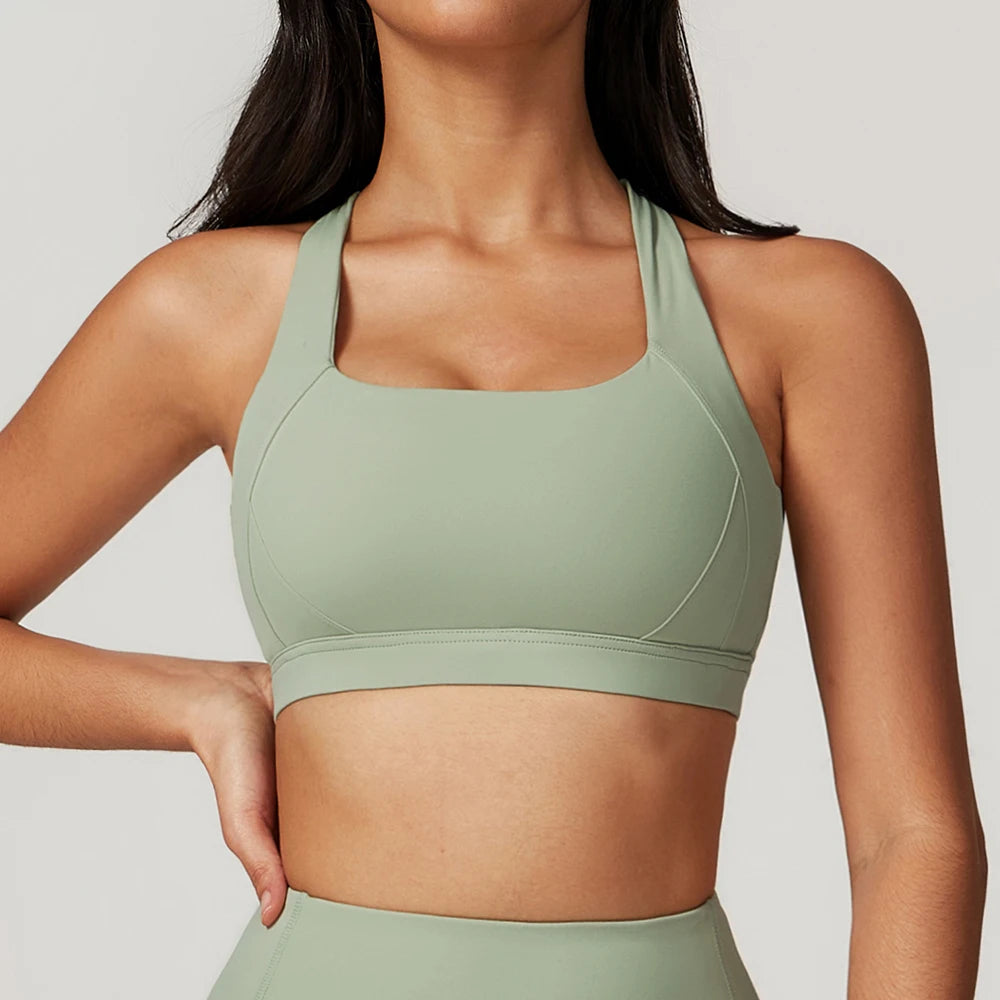 Woman Sports Bra Cross Strap Shockproof Gym Top Female Cycling Sports Underwear High Intensity Training Running Fitness Yoga Bra