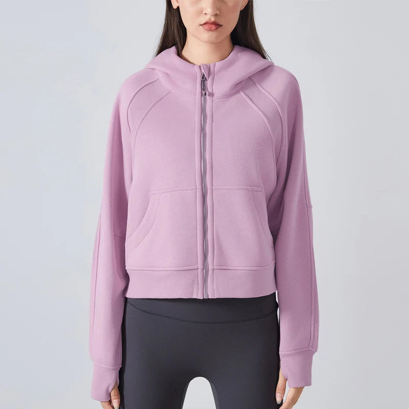 VITALINOVO Women's Zip Up Hoodies Fleece Workout Jackets Sweatshirts Athletic Casual Long Sleeve Sweatshirts with Thumb Holes