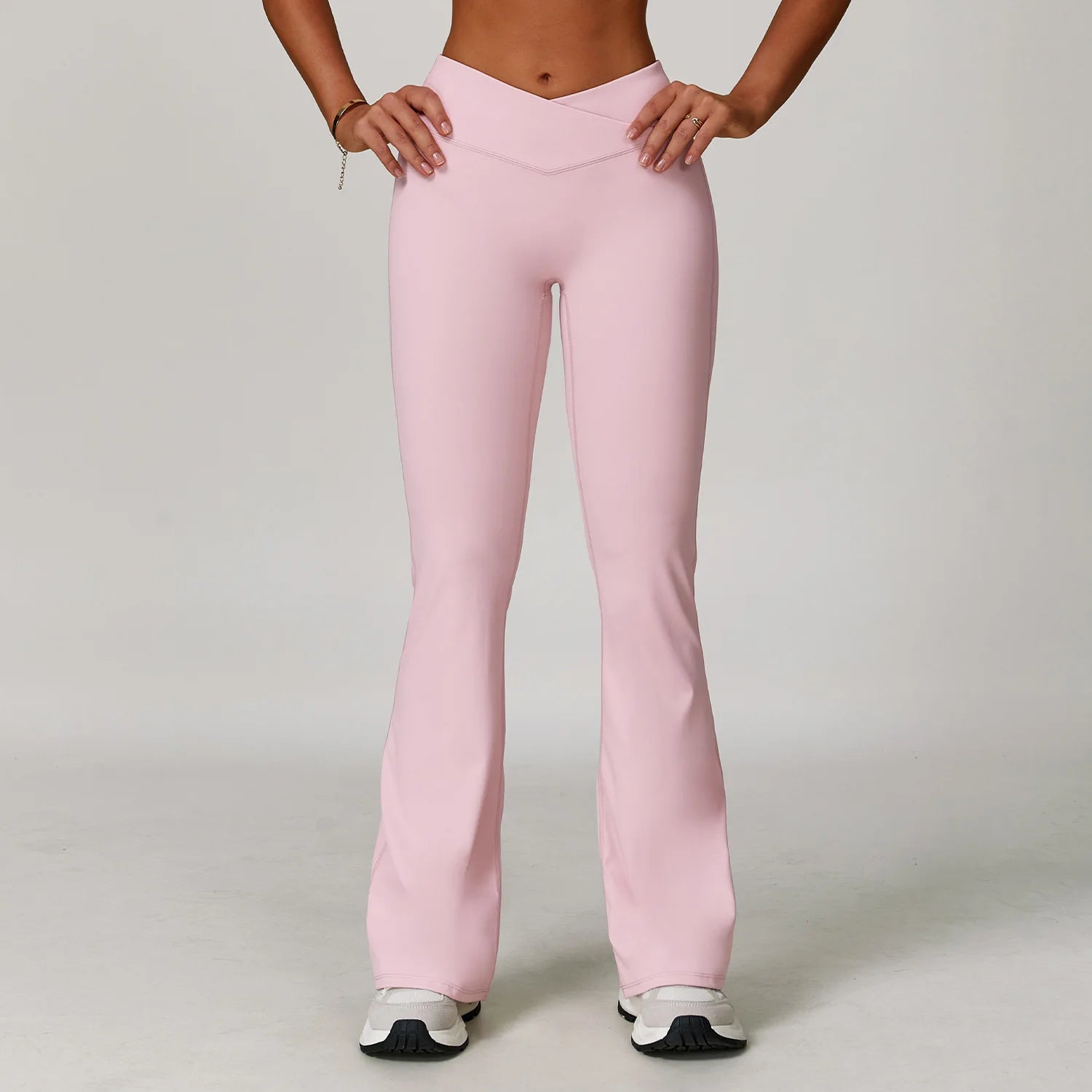 2024 Flared Yoga Pants Women Naked Feel Crossover High Waist Booty Lifting Flared Leggings for Gym Running Daily Wear Trousers
