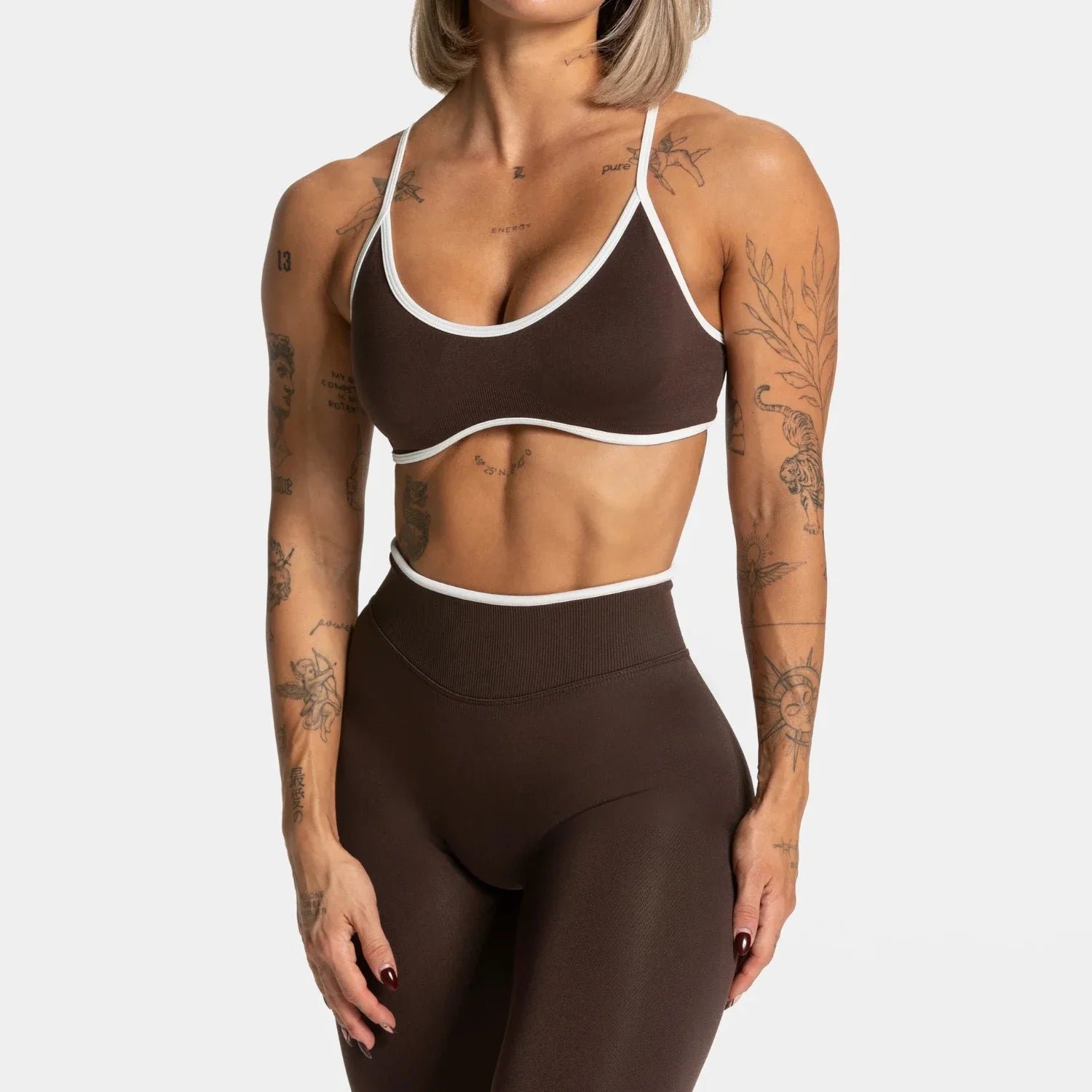 Summer Women's Solid Color Gym Sports Bra Sexy Backless Knitted Bra with Chest Cushion Suspender Bra Yoga Fitness Top