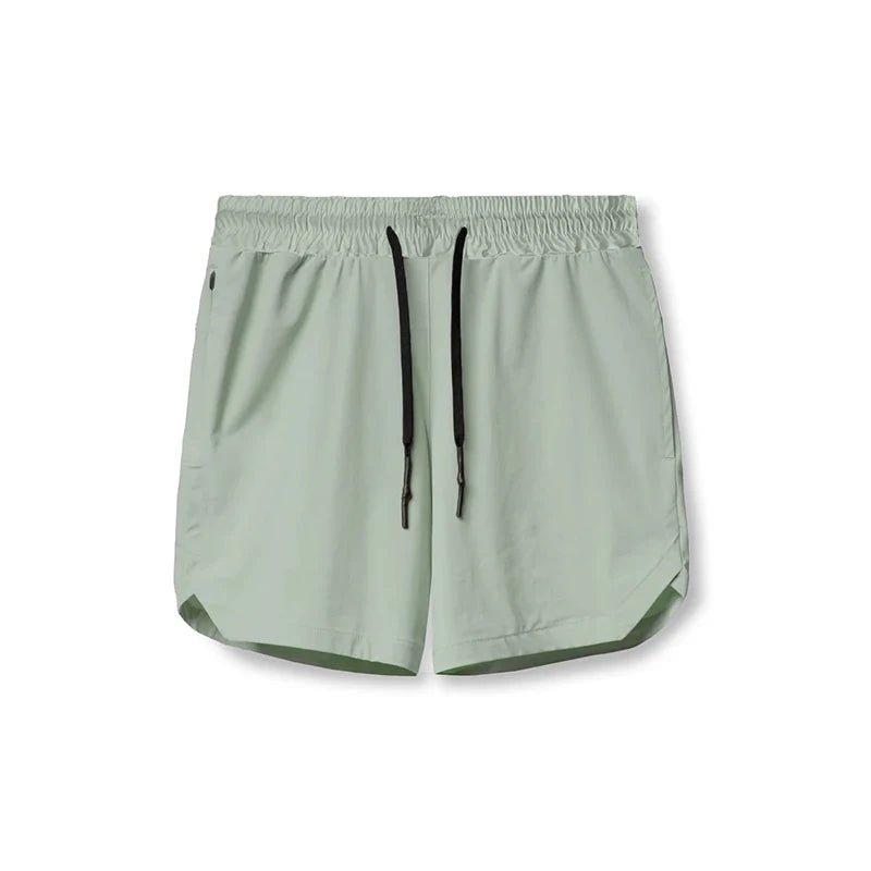 2024 Men's Single-Layer Woven Quick-Drying Solid-Color Shorts for Running, Fitness, and Casual Wear (American Fifth Pant Style)