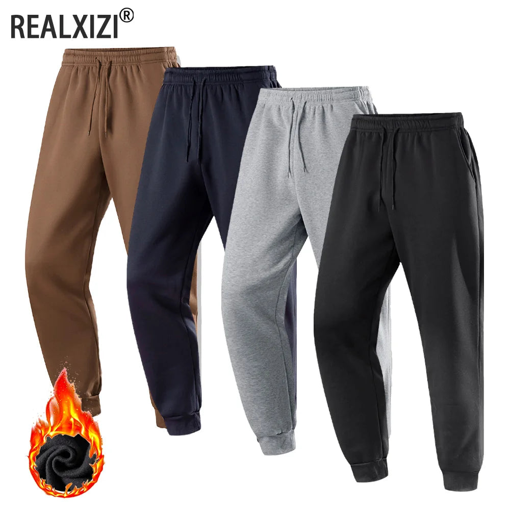 Men's Jogging Sports Pants Autumn Winter Fleece Trousers Running Joggers Elastic Waist Sweatpants Fashion Men's Clothing