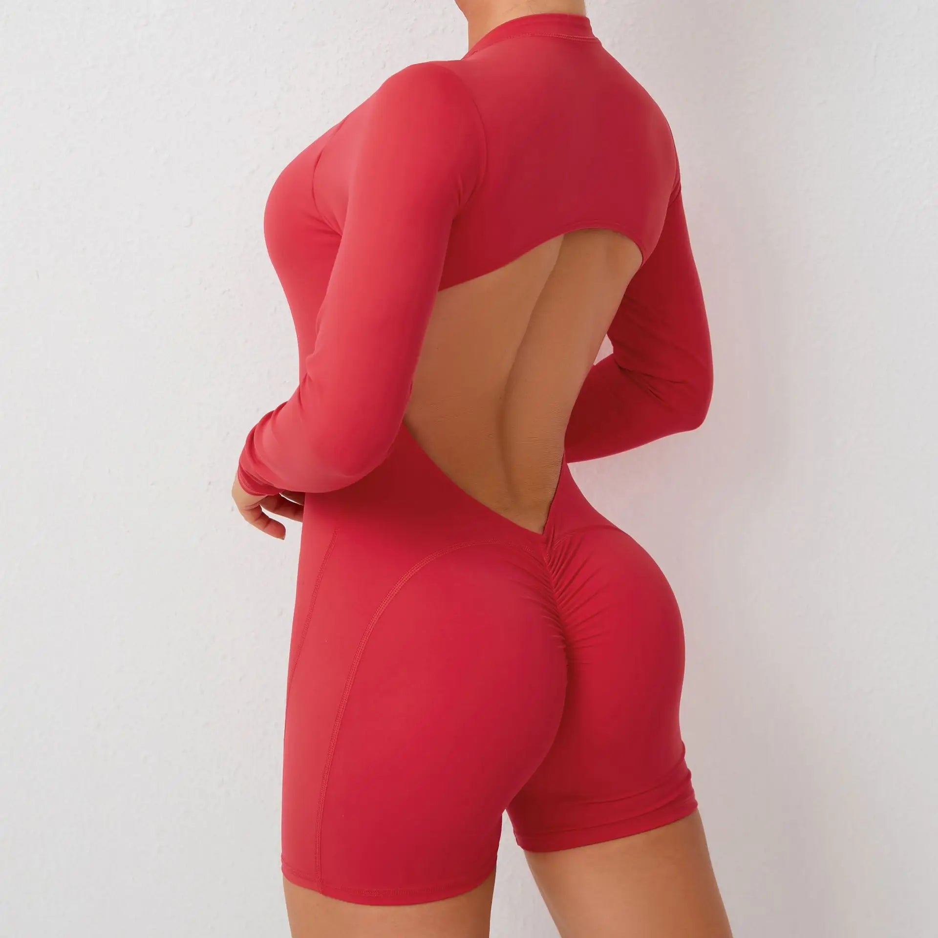 Hollowed-out Back Half Zipper Onesie Each Hip Exercise Fitness Big Backless Quick Dry One-piece Yoga Suit