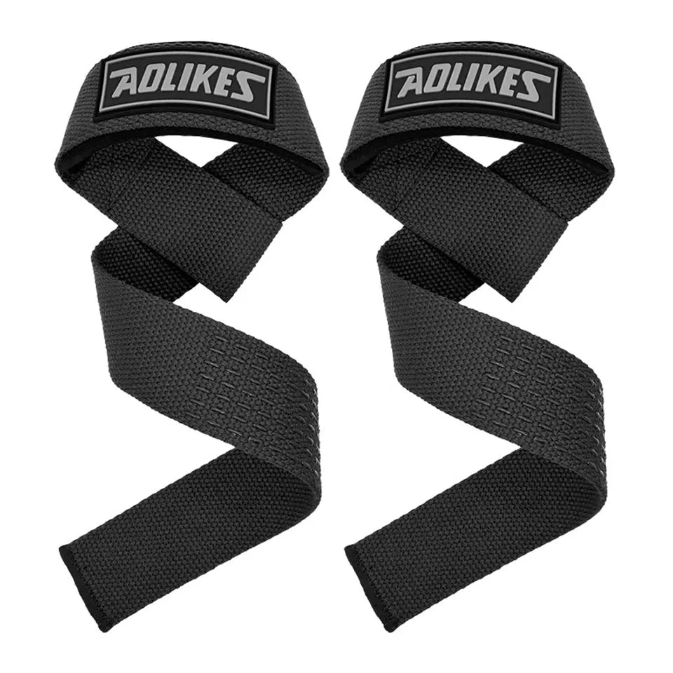 AOLIKES 1 Pair Weightlifting Straps Anti-Slip Silicone Lifting Wrist Straps Strength Deadlifts Crossfit Hand Grips Wrist Support