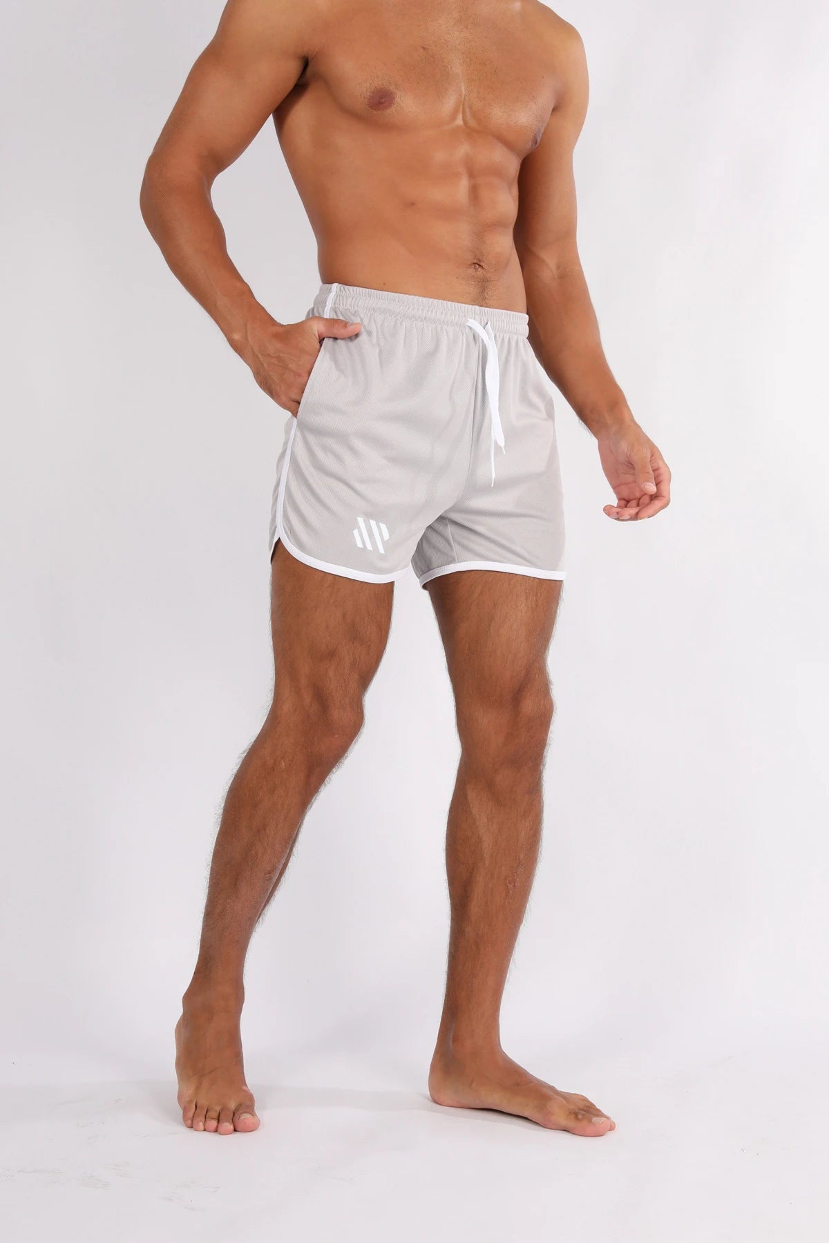 New Running Mesh Fitness Sport Men's Quick Drying Shorts Casual Breathable Training Tight Squat Three-Quarter Pants Summer