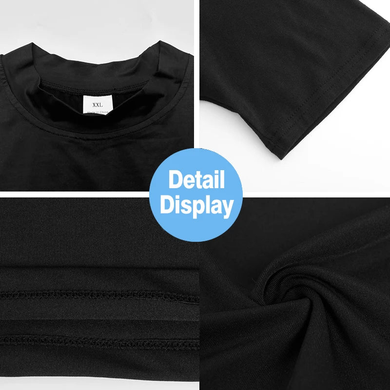 Running T-shirts Mens Compression Shirt Summer Turtleneck Elastic Quick Dry Sports Tees Muscle Gym Workout Short Sleeve T Shirts