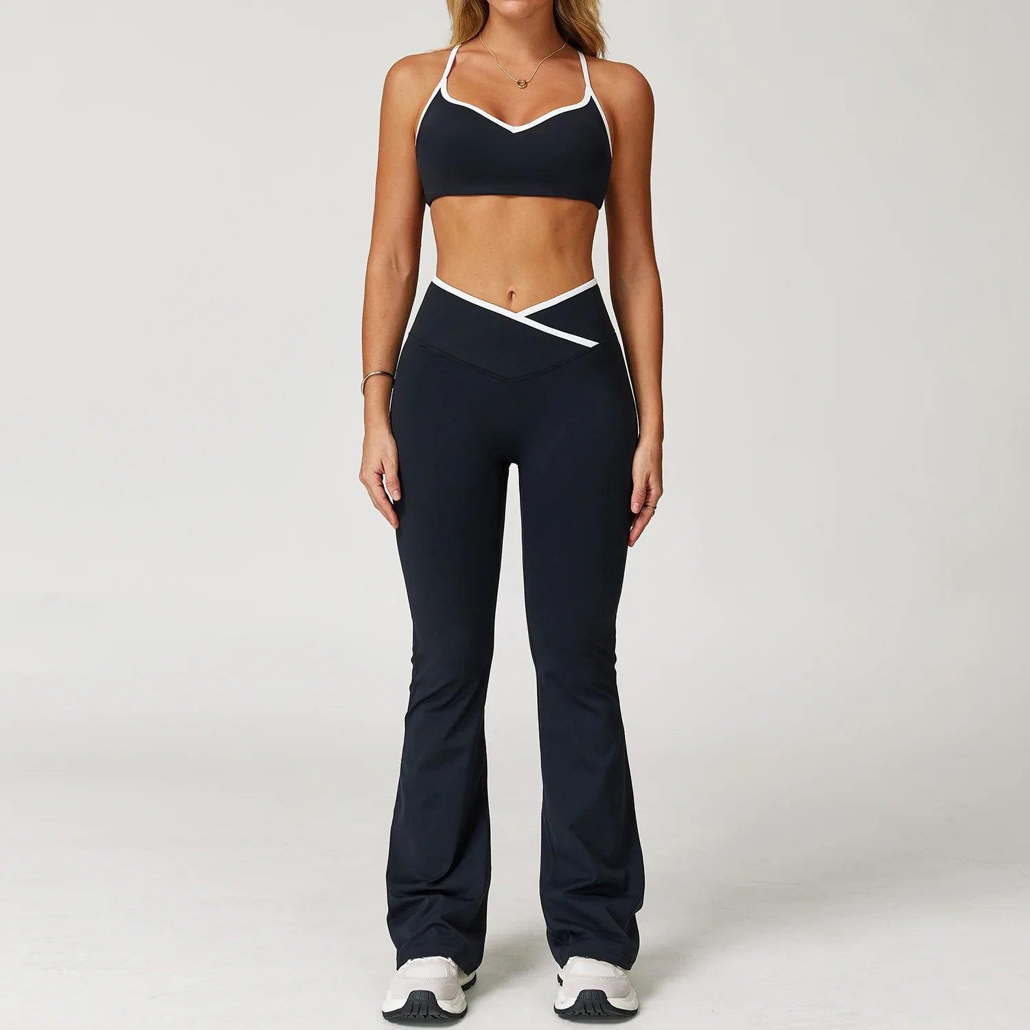Yoga Set Workout Clothes 2 Pieces Women's Tracksuit Sportswear Gym Clothing High Waist Bell-bottoms Sexy Fitness Bta Sports Suit