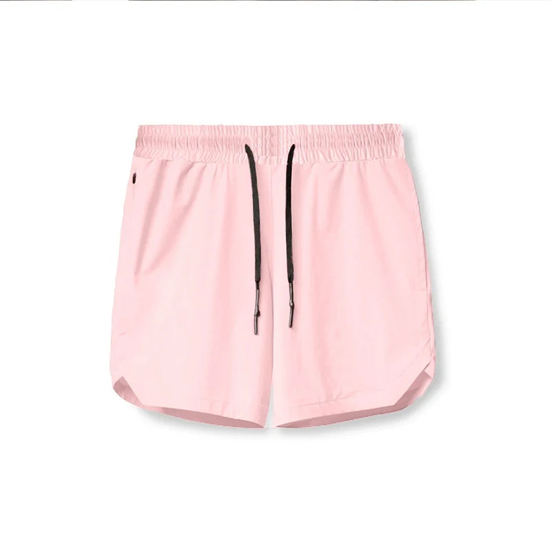 2024 Men's Single-Layer Woven Quick-Drying Solid-Color Shorts for Running, Fitness, and Casual Wear (American Fifth Pant Style)