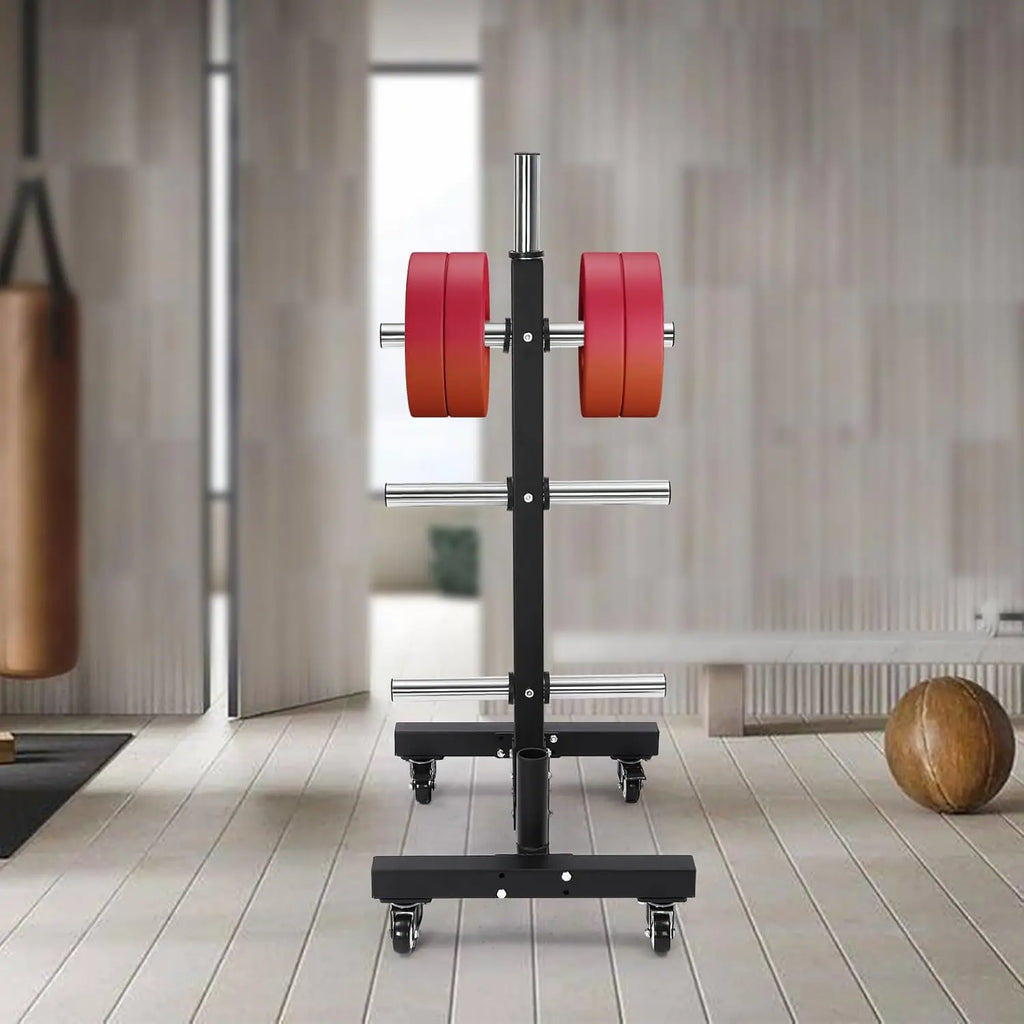 Movable Weight Plate Dumbbell Rack Storage Tree Steel 57inch 1100lbs Capacity Heavy Duty Weight Plate Holder for Gym Home