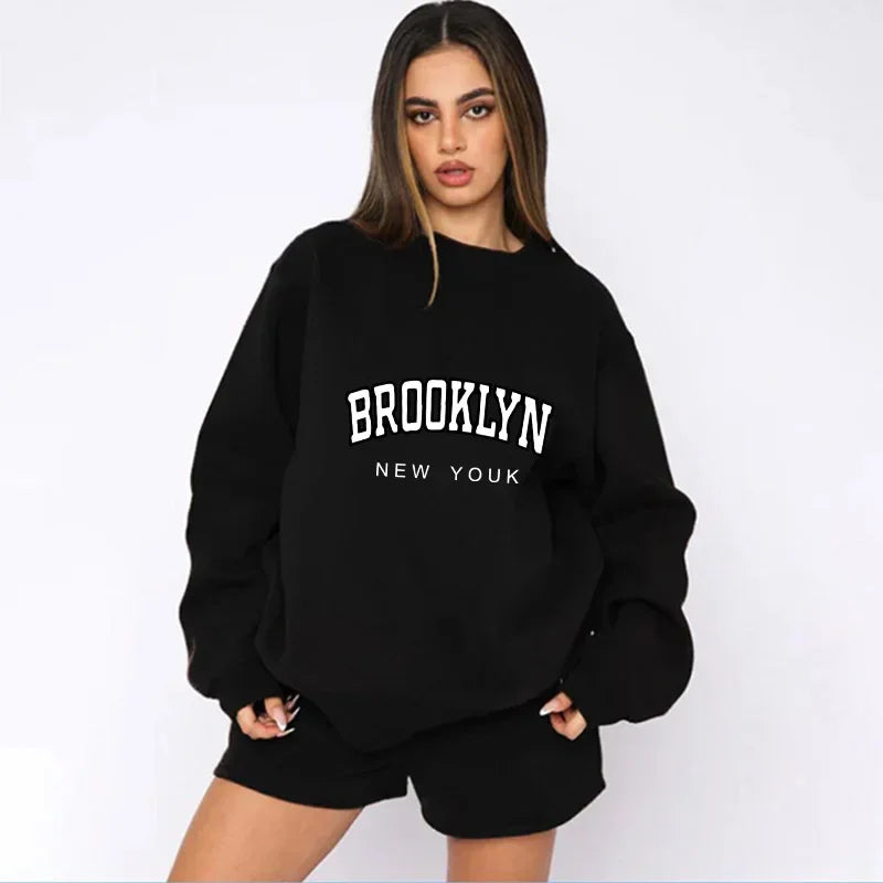 Womens Tracksuit European Street Casual Sweatshirt High Quality Simplicity Popular Harajuku Clothing Print Versatile Loose Tops