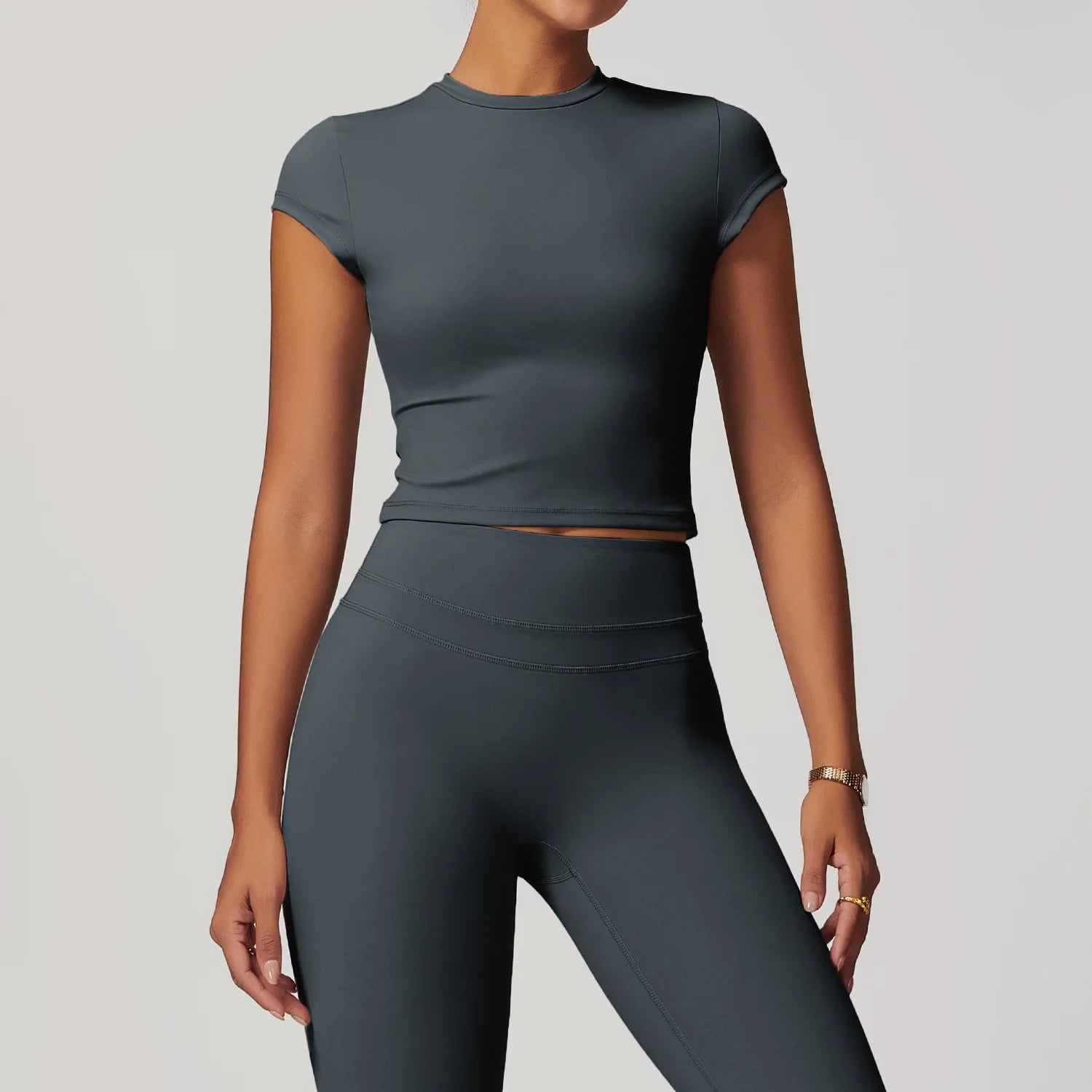 Women Yoga Top Sports T Shirts Fitness Clothes Short Sleeve Yoga Shirt Gym Top Running Workout Sports Underwear Push Up Crop Top
