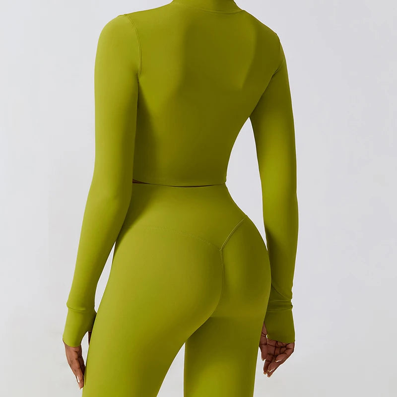 Hearuisavy Autumn Elasticity Yoga Jacket Outdoor Running Sports Jacket Female Gym Zipper Tight Fitting Jacket Women Sportswear