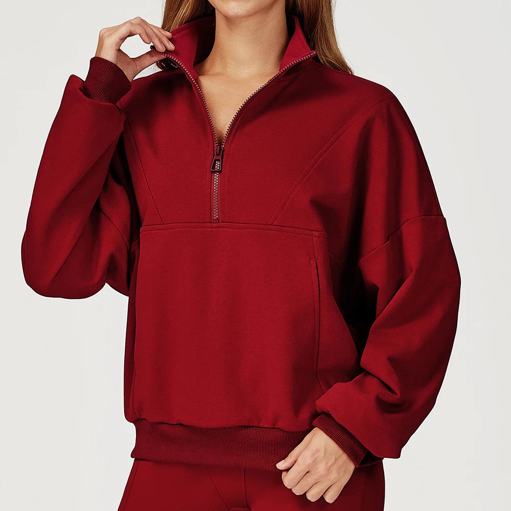 Winter Casual Hoodie Zipper Long Sleeved Women's Top Windproof and Warm Loose Hoodie Women's Outdoor Running Sportswear