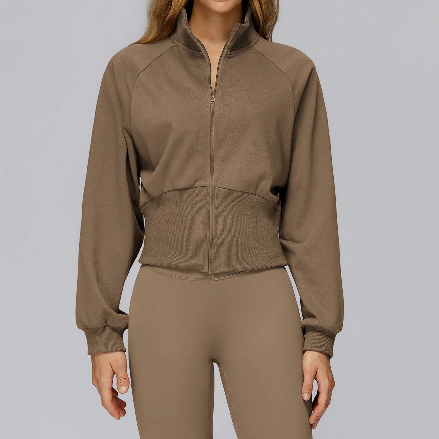 Ningyu New Woman Autumn Winter Stand up Windproof Zipper Warm Versatile Loose Woman Outdoor Running Fitness Workout Sports Coat