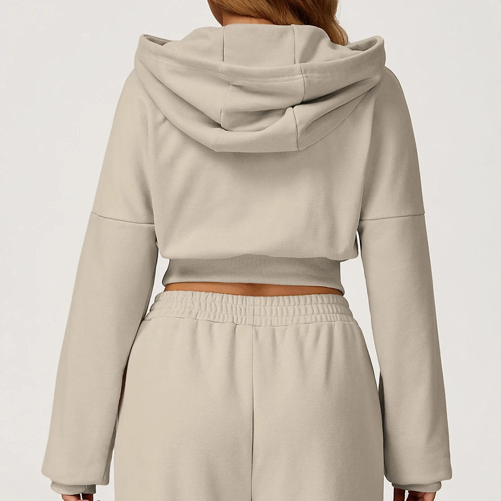 Long Sleeved Hooded Sweatshirt Winter Casual Loose Jacket Women's Long Sleeved Outdoor Running and Fitness Sportswear