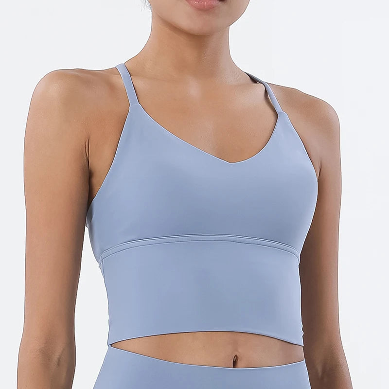 SOISOU S-XL Nylon Sports Bra Top Women Bralette Breathable Underwear Women Sports Leggings For Women Sexy Top Bra 10 Colors