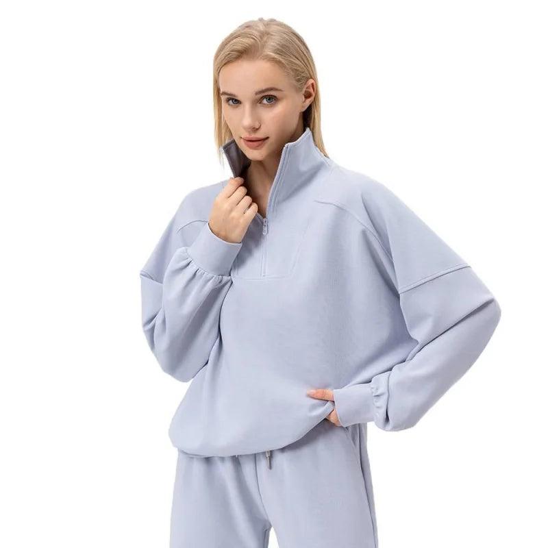 WESTSHAN Top Quality Autumn Winter Sports Sweatshirt Women Half-Zip Fitness Long Sleeve Casual Outdoor Running Hoodie Jacket