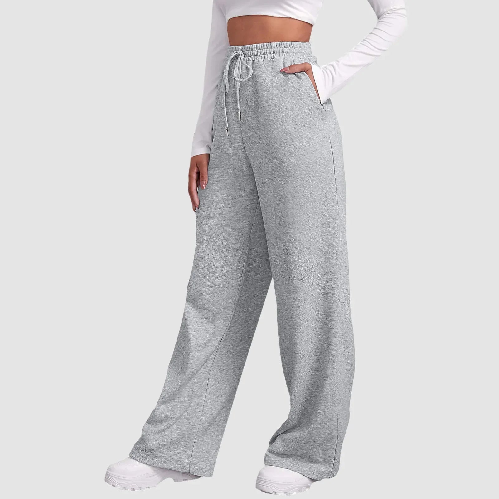 2024 Women’S Fitness Sweatpants Wide Leg Straight Casual Joggers Workout High Waisted Solid Color Bottoms Joggings