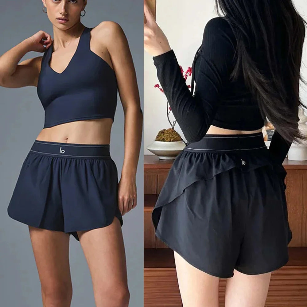 AL Yoga Shorts Women Summer Fitness Spandex Neon Elastic Running Workout Short Pants Ladies Gym Sport Shorts Fitness Sportwear